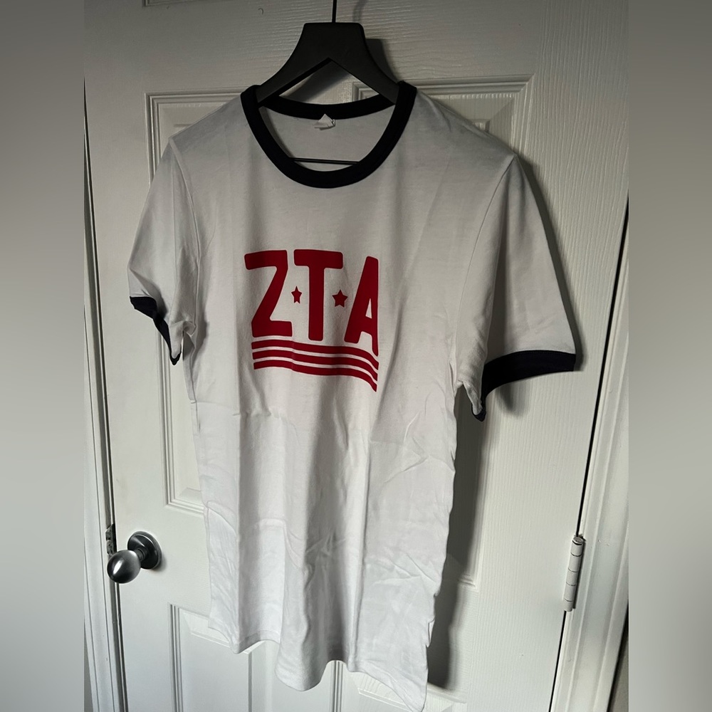 White “ZTA” Baseball Tee